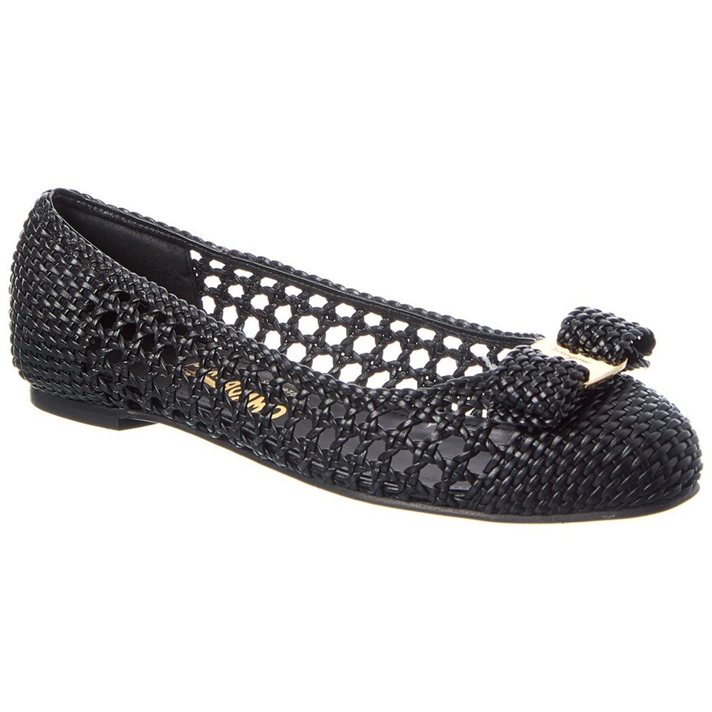 Salvatore Ferragamo Varina Leather Woven  Ballerina Flats (Ballet Flat) 7.5
